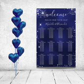 Navy blue zilveren glitter bruiloft poster