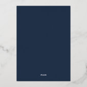 Navy Blue Zilveren Streep Save the Date Elegant Folie Uitnodiging (Achterkant)