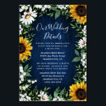 Navy Blue Zonnebloem Rustieke bruiloft Insert Kaar Kaart<br><div class="desc">Navy Blue Sunflower Rustic Wedding Insert Kaarten - voorzien van een marineblauwe schuur houten achtergrond versierd met waterverf madeliefjes,  zonnebloemen,  groen,  baby's adem,  en lelie van het dal.</div>