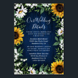 Navy Blue Zonnebloem Rustieke bruiloft Insert Kaar Kaart<br><div class="desc">Navy Blue Sunflower Rustic Wedding Insert Kaarten - voorzien van een marineblauwe schuur houten achtergrond versierd met waterverf madeliefjes,  zonnebloemen,  groen,  baby's adem,  en lelie van het dal.</div>