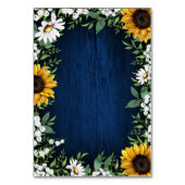 Navy Blue Zonnebloem Rustieke bruiloft Insert Kaar Kaart (Achterkant)