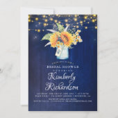 Navy Blue Zonnebloemen Rustieke Herfst Vrijgezelle Kaart (Voorkant)