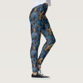 Navy Blue Zwangerschaps Amaryllis Bloemen Moederda Leggings (Rechts)