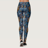Navy Blue Zwangerschaps Amaryllis Bloemen Moederda Leggings (Achterkant)