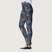 Navy Blue Zwangerschaps Amaryllis Bloemen Moederda Leggings (Links)