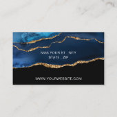 Navy Blue Zwart Goud Glitter Marmer Visitekaartje (Achterkant)