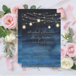 Navy BlueGoud String Lichtjes Lantaarns Bruidsfees Kaart