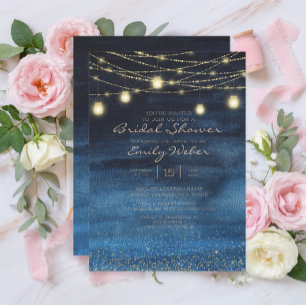 Navy BlueGoud String Lichtjes Lantaarns Bruidsfees Kaart