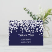 Navy BlueNight Lights Sterrenlichten Bedankkaart (Staand voorkant)