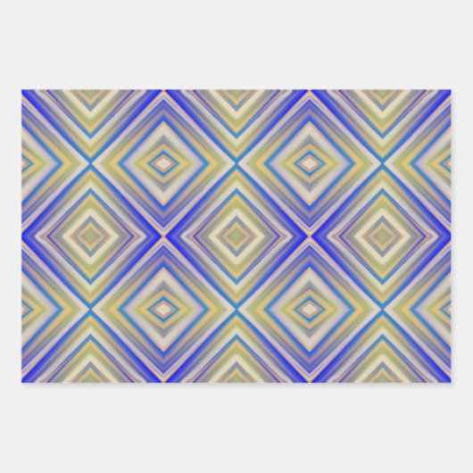 Navy Blues Alternative Diamond Pattern Inpakpapier Vel (Voorkant)