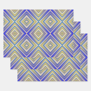 Navy Blues Alternative Diamond Pattern Inpakpapier Vel