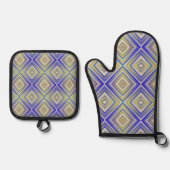 Navy Blues Alternative Diamond Pattern Ovenwant & Pannenlap Set (Voorkant)