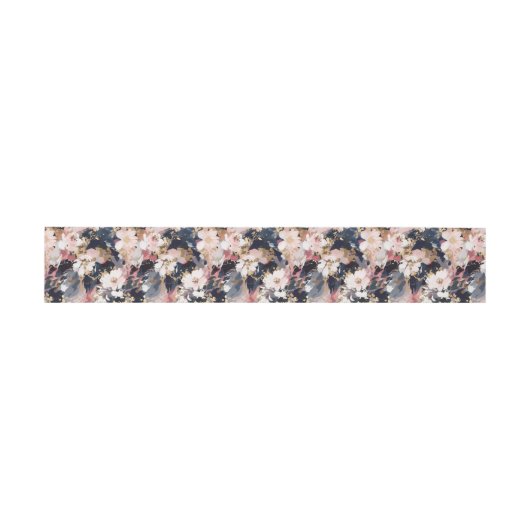 Navy & Blush Abstract Flowers Weddenschap Uitnodigingen Wikkel (Vlak)