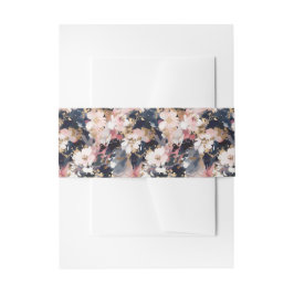 Navy & Blush Abstract Flowers Weddenschap Uitnodigingen Wikkel