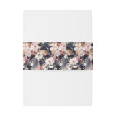Navy & Blush Abstract Flowers Weddenschap Uitnodigingen Wikkel (Achterkant Voorbeeld)