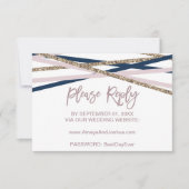 Navy Blush and Gold Streamers Online RSVP-kaart RSVP Kaartje (Voorkant)