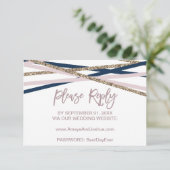 Navy Blush and Gold Streamers Online RSVP-kaart RSVP Kaartje (Staand voorkant)