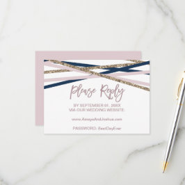 Navy Blush and Gold Streamers Online RSVP-kaart RSVP Kaartje