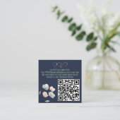 Navy Blush and Sage Floral Wedding QR Code Informatiekaartje (Staand voorkant)