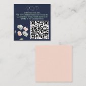 Navy Blush and Sage Floral Wedding QR Code Informatiekaartje (Voorkant / Achterkant)