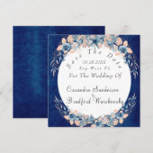 Navy Blush Beach Waterverf Shell Flower Wedding Save The Date (Voorkant / Achterkant)