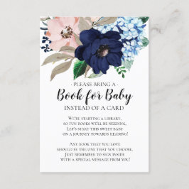 Navy & Blush Bloemen Baby shower Boek voor Baby Informatiekaartje