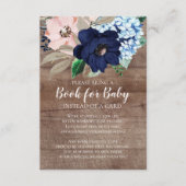 Navy & Blush Bloemen Baby shower Boek voor Baby Informatiekaartje (Voorkant)