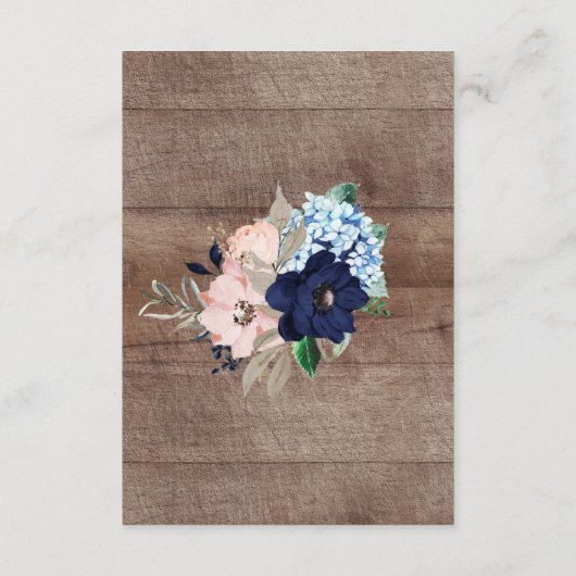 Navy & Blush Bloemen Baby shower Boek voor Baby Informatiekaartje (Achterkant)