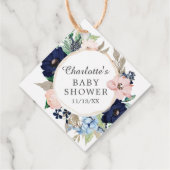 Navy & Blush Bloemen Baby shower Favor Cadeau Labe Bedankjes Labels (Achterkant)