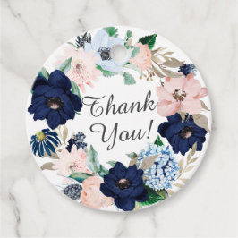 Navy & Blush Bloemen Baby shower Favor Cadeau Labe Bedankjes Labels
