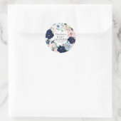 Navy & Blush Bloemen Baby shower Favor Sticker (Tas)
