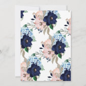 Navy & Blush Bloemen BINGO Vrijgezellenfeest Game Kaart (Achterkant)