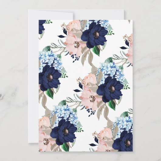 Navy & Blush Bloemen BINGO Vrijgezellenfeest Game Kaart (Achterkant)