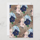 Navy & Blush Bloemen BINGO Vrijgezellenfeest Game Kaart (Achterkant)