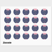 Navy Blush Bloemen Dahlia Bruiloft Ronde Sticker (Vel)