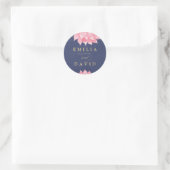 Navy Blush Bloemen Dahlia Bruiloft Ronde Sticker (Tas)