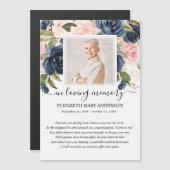 Navy Blush Bloemen Foto Begrafenisgebed Kaart (Voorkant / Achterkant)