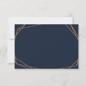 Navy & Blush Bloemen Geometrische Bruiloft Details RSVP Kaartje (Achterkant)