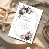 Navy Blush Bloemen Geometrische Elegante Script We Kaart