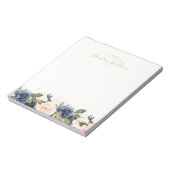 Navy Blush Bloemen Gepersonaliseerde Notitieblok S (Linkerzijde)