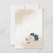 Navy Blush Bloemen Groene bladeren Bruiloft Bedankkaart (Achterkant)