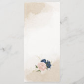 Navy Blush Bloemen Groene bladeren Bruiloft Menu (Achterkant)
