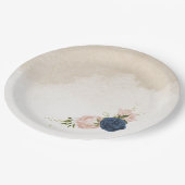 Navy Blush Bloemen Groene bladeren Bruiloft Papieren Bordje (Gekanteld)