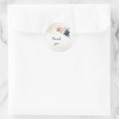 Navy Blush Bloemen Groene bladeren Bruiloft Ronde Sticker (Tas)