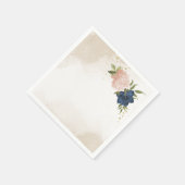 Navy Blush Bloemen Groene bladeren Bruiloft Servet (Hoek)