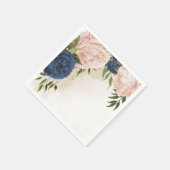 Navy Blush Bloemen Groene bladeren Bruiloft Servet (Hoek)