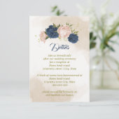 Navy Blush Bloemen Groene bladeren Informatiekaartje (Staand voorkant)