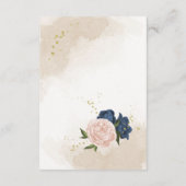 Navy Blush Bloemen Groene bladeren Informatiekaartje (Achterkant)