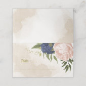 Navy Blush Bloemen Groene bladeren Plaatskaartje (Buitenkant ongevouwen)