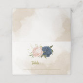 Navy Blush Bloemen Groene bladeren Plaatskaartje (Buitenkant ongevouwen)